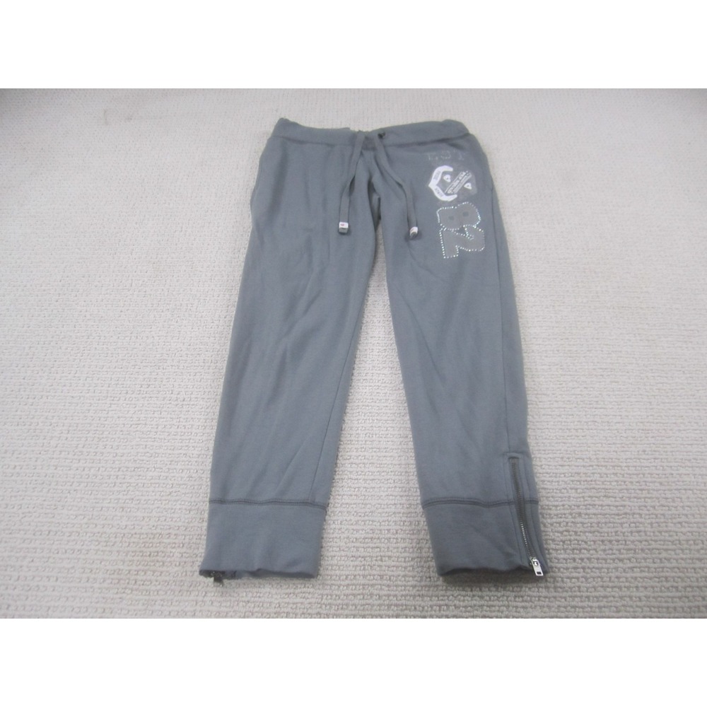 Hard Candy Sweatpants Womens Medium Gray Ankle Zip Lounge Pull On Pep Squad